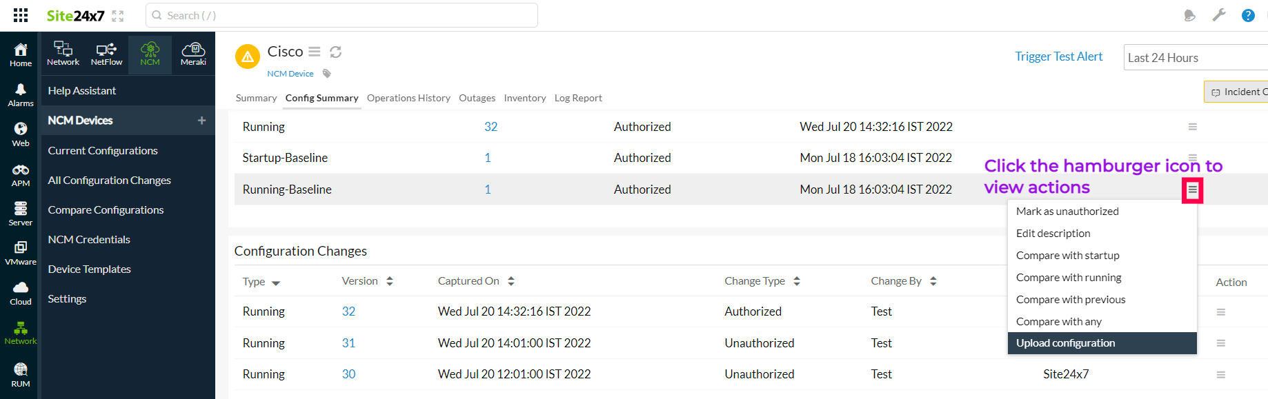 NCM Upload Configuration