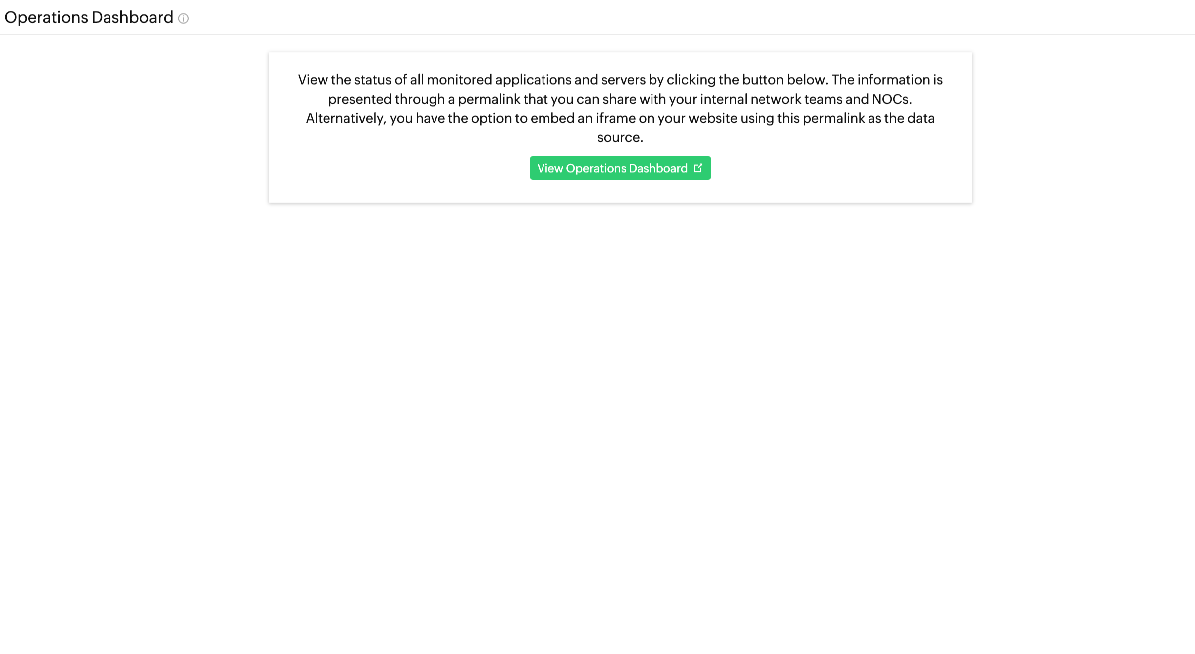 view operations dashboard page