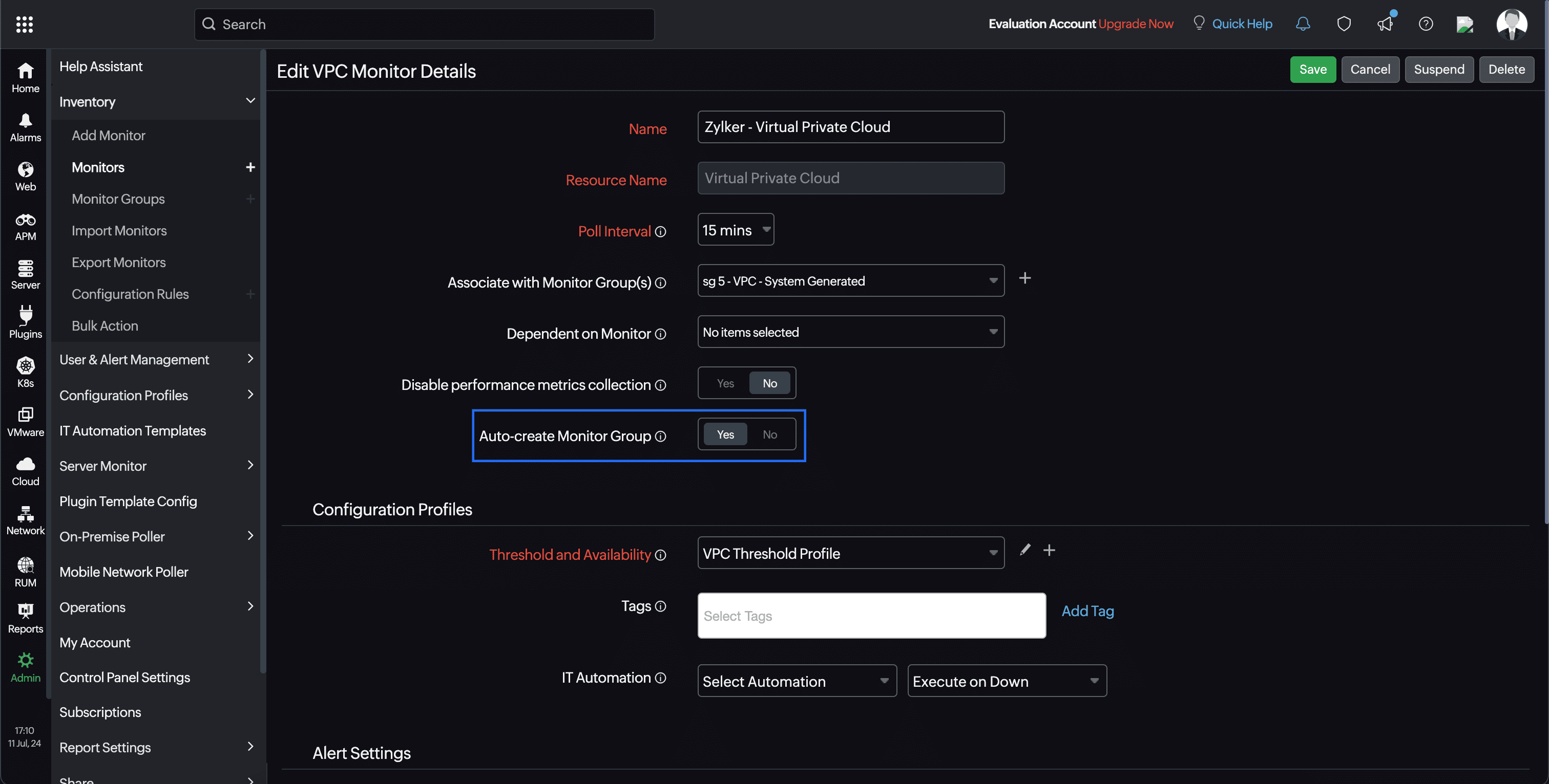 Auto create monitor group