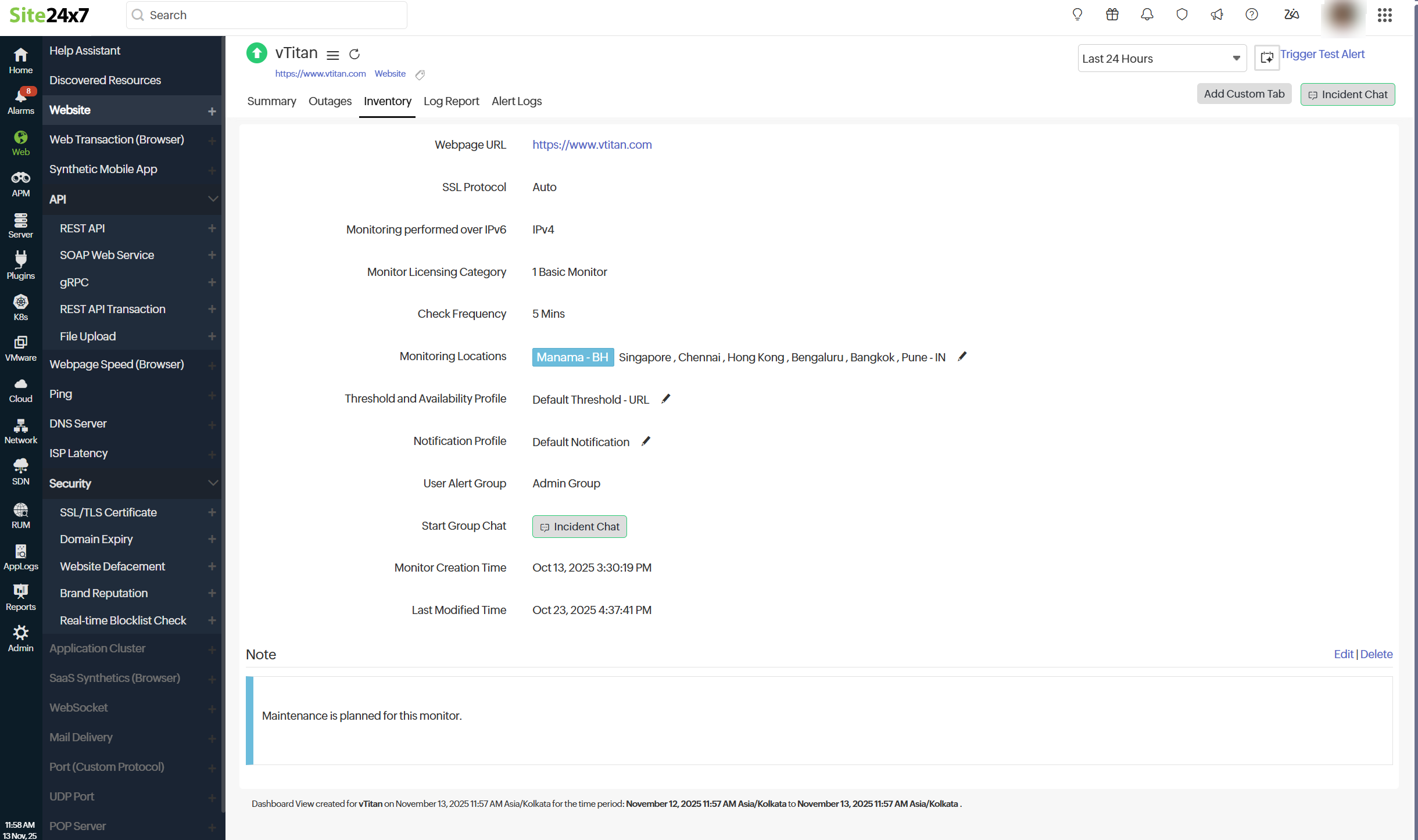 Inventory and notes for website monitor Inventory and notes for website monitor