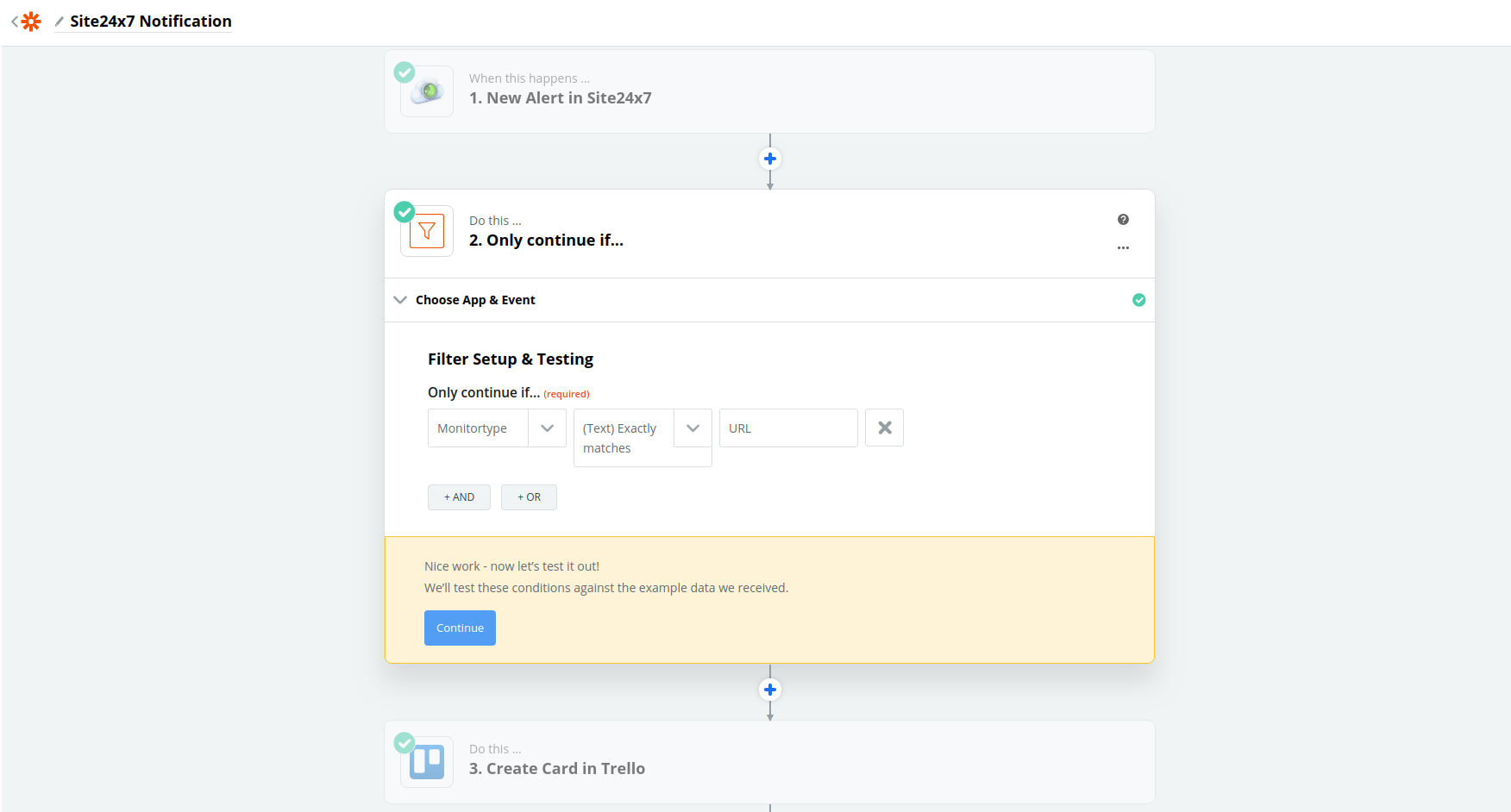 zapier filter setup