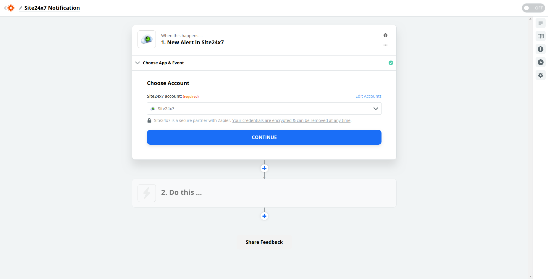 zapier site24x7 account