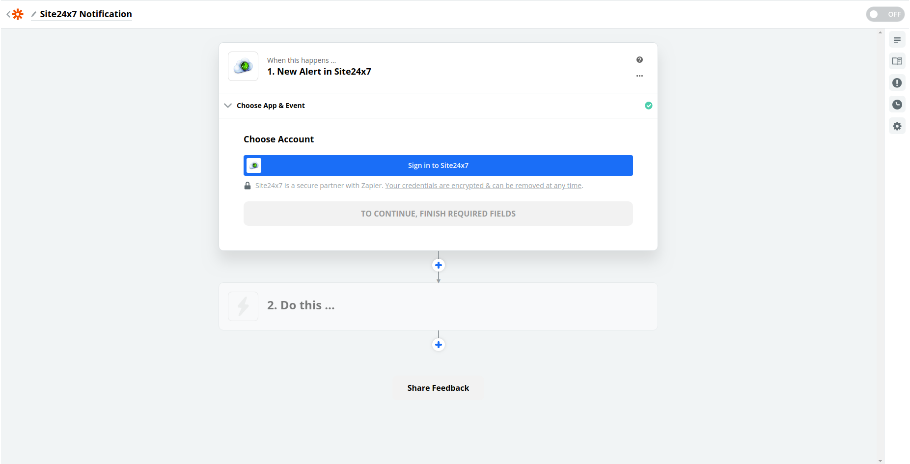 zapier site24x7 choose account