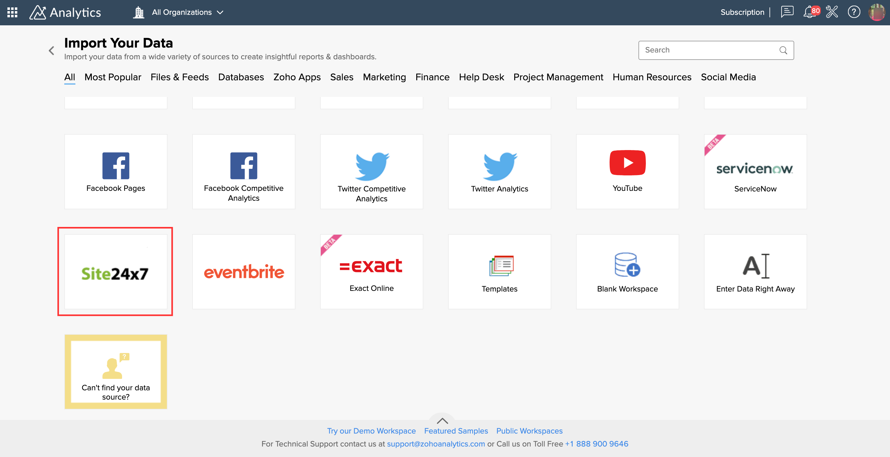 zoho analytics site24x7